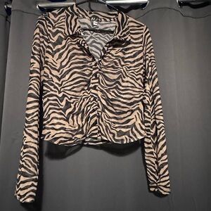 Stylish Mesh Zebra Print Women's Top
